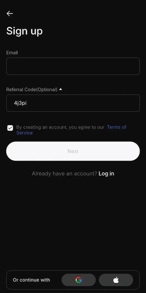 Where to enter RedotPay referral code 4j3pi
